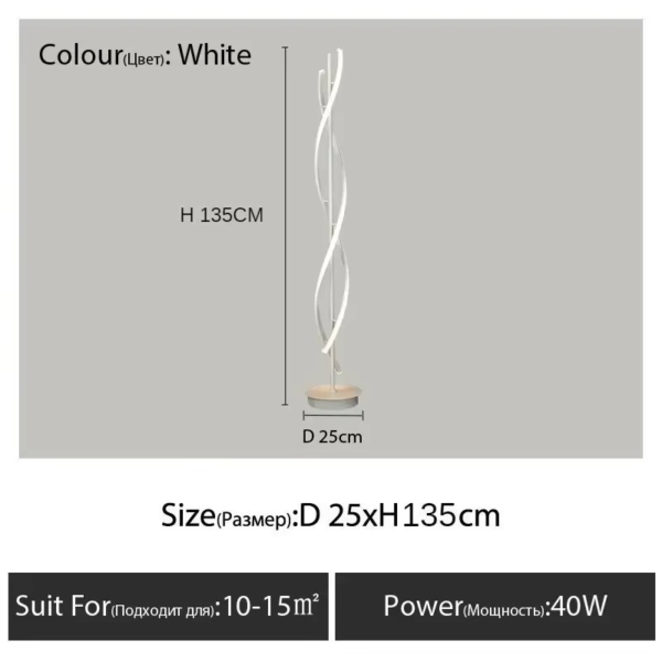 Nordic Spiral LED Floor Lamp RGB - Postmodern Vertical Corner Light Modern Living Room