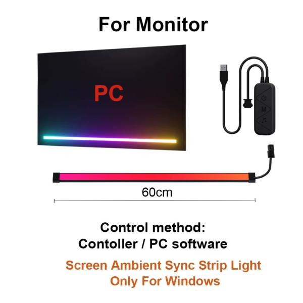 Smart Ambient TV Backlight LED Strip RGB - Dream Color Screen Sync PC Gaming Decor